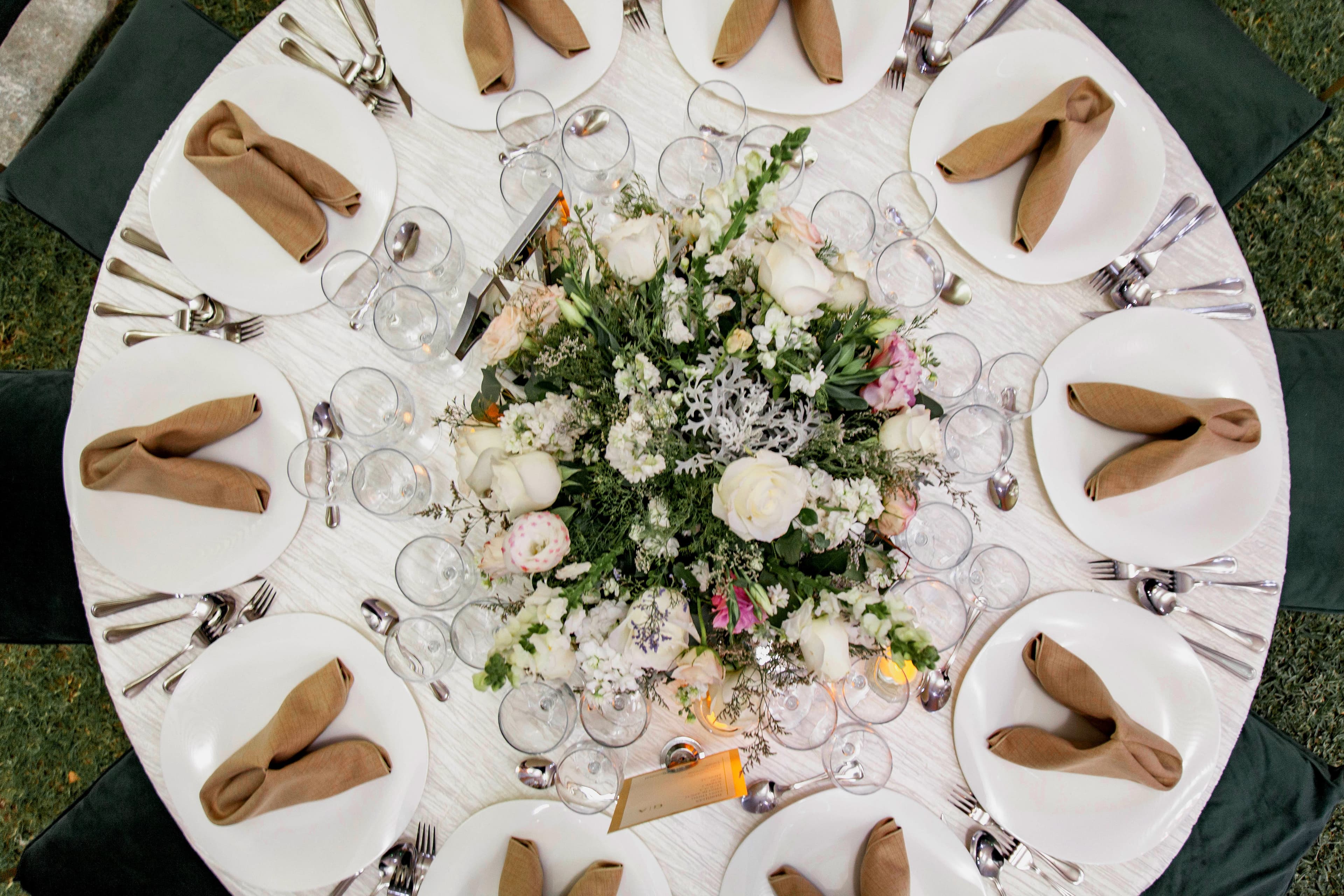 Mesa elegante vista cenital